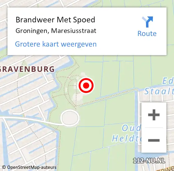 Locatie op kaart van de 112 melding: Brandweer Met Spoed Naar Groningen, Maresiusstraat op 27 juli 2022 13:00