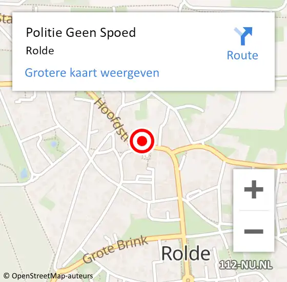 Locatie op kaart van de 112 melding: Politie Geen Spoed Naar Rolde op 27 juli 2022 13:07