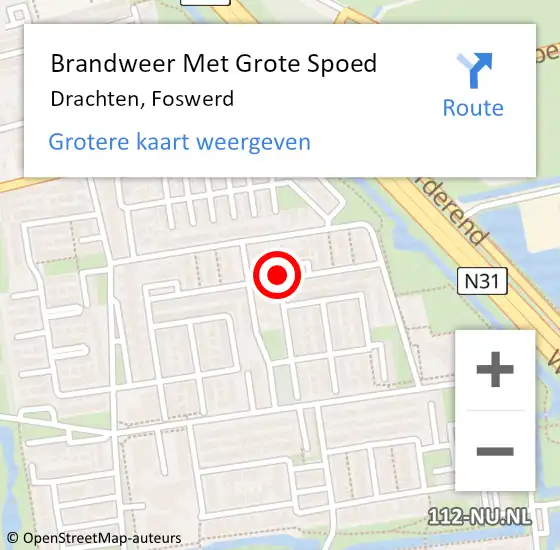 Locatie op kaart van de 112 melding: Brandweer Met Grote Spoed Naar Drachten, Foswerd op 27 juli 2022 13:16