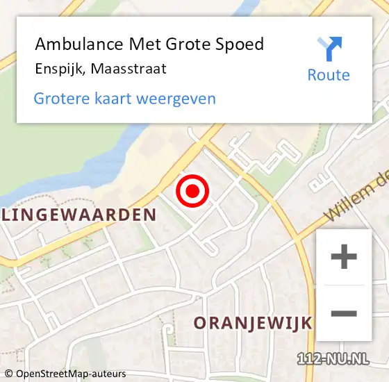 Locatie op kaart van de 112 melding: Ambulance Met Grote Spoed Naar Enspijk, Maasstraat op 27 juli 2022 13:26