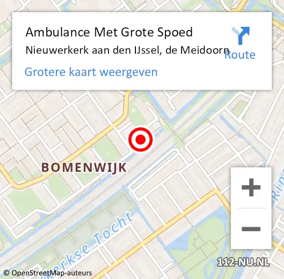 Locatie op kaart van de 112 melding: Ambulance Met Grote Spoed Naar Nieuwerkerk aan den IJssel, de Meidoorn op 27 juli 2022 13:26