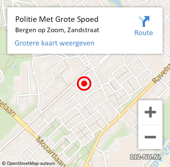 Locatie op kaart van de 112 melding: Politie Met Grote Spoed Naar Bergen op Zoom, Zandstraat op 27 juli 2022 13:27