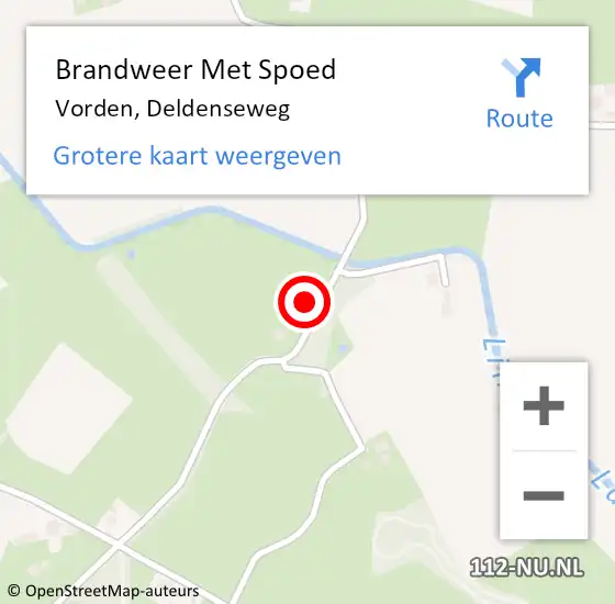 Locatie op kaart van de 112 melding: Brandweer Met Spoed Naar Vorden, Deldenseweg op 27 juli 2022 13:31