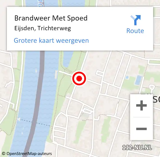 Locatie op kaart van de 112 melding: Brandweer Met Spoed Naar Eijsden, Trichterweg op 27 juli 2022 13:31