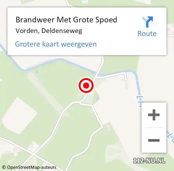 Locatie op kaart van de 112 melding: Brandweer Met Grote Spoed Naar Vorden, Deldenseweg op 27 juli 2022 13:32