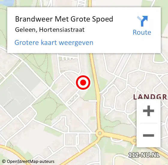 Locatie op kaart van de 112 melding: Brandweer Met Grote Spoed Naar Geleen, Hortensiastraat op 27 juli 2022 13:38