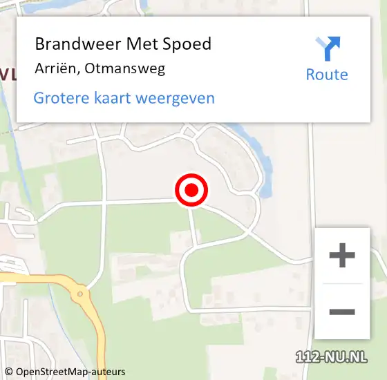 Locatie op kaart van de 112 melding: Brandweer Met Spoed Naar Arriën, Otmansweg op 27 juli 2022 14:06