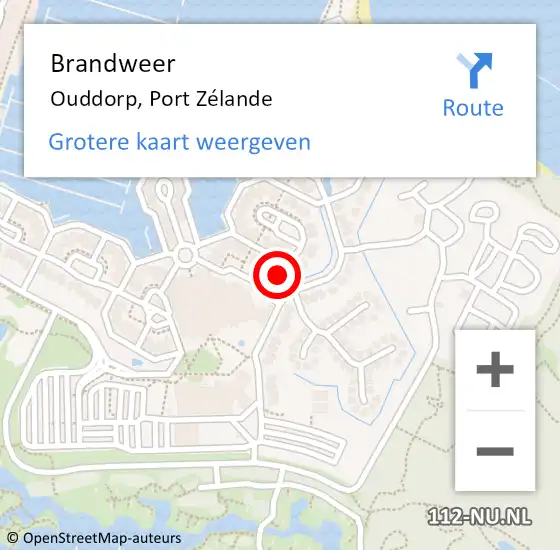 Locatie op kaart van de 112 melding: Brandweer Ouddorp, Port Zélande op 27 juli 2022 14:30