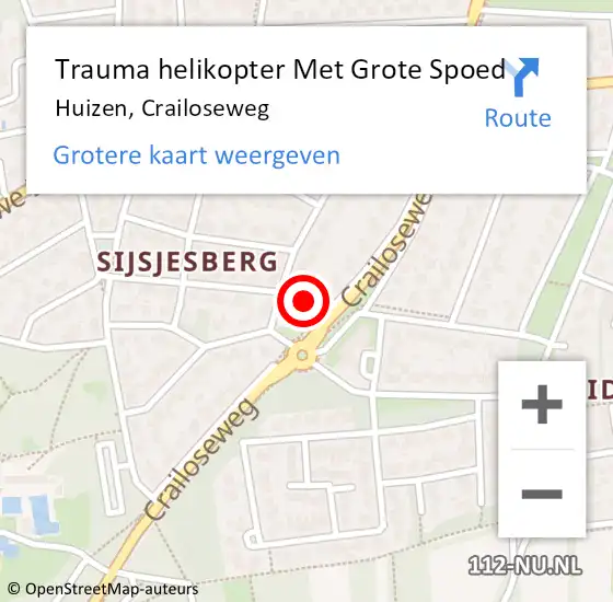 Locatie op kaart van de 112 melding: Trauma helikopter Met Grote Spoed Naar Huizen, Crailoseweg op 27 juli 2022 14:35