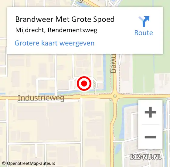 Locatie op kaart van de 112 melding: Brandweer Met Grote Spoed Naar Mijdrecht, Rendementsweg op 27 juli 2022 15:15