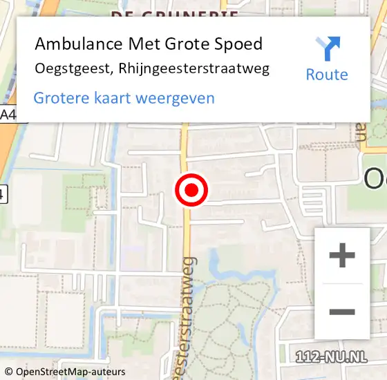 Locatie op kaart van de 112 melding: Ambulance Met Grote Spoed Naar Oegstgeest, Rhijngeesterstraatweg op 27 juli 2022 15:19