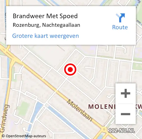 Locatie op kaart van de 112 melding: Brandweer Met Spoed Naar Rozenburg, Nachtegaallaan op 27 juli 2022 15:21