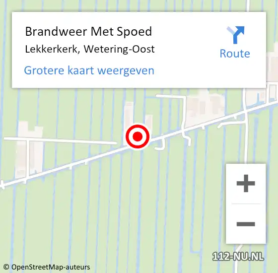 Locatie op kaart van de 112 melding: Brandweer Met Spoed Naar Lekkerkerk, Wetering-Oost op 27 juli 2022 15:29