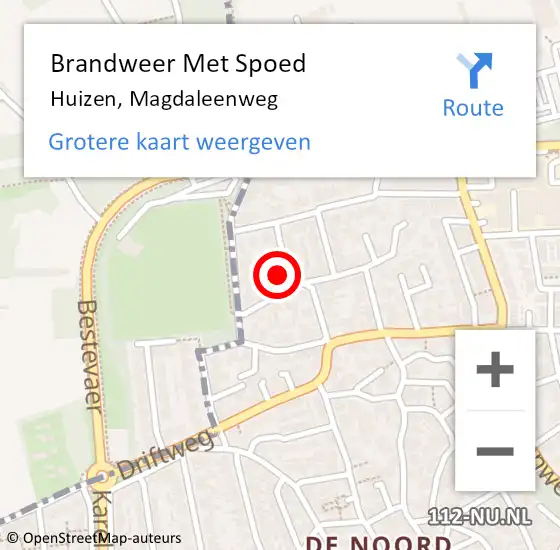 Locatie op kaart van de 112 melding: Brandweer Met Spoed Naar Huizen, Magdaleenweg op 27 juli 2022 15:38