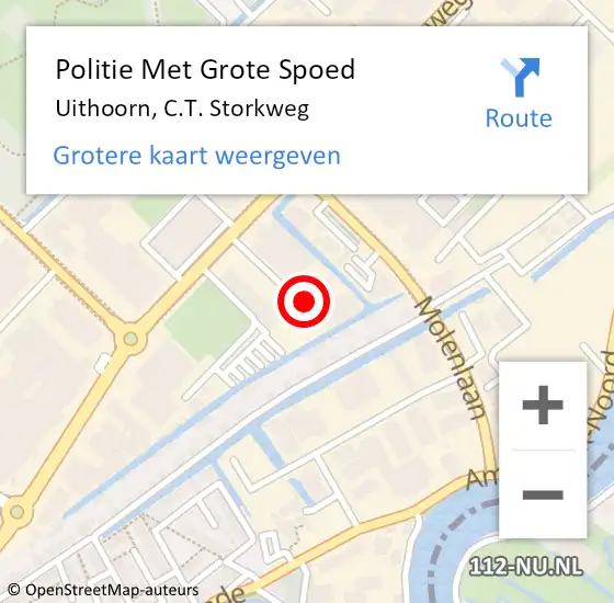 Locatie op kaart van de 112 melding: Politie Met Grote Spoed Naar Uithoorn, C.T. Storkweg op 27 juli 2022 15:54