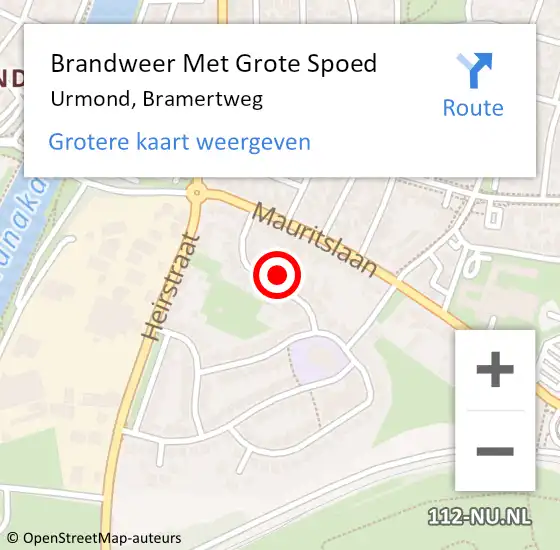 Locatie op kaart van de 112 melding: Brandweer Met Grote Spoed Naar Urmond, Bramertweg op 27 juli 2022 16:29