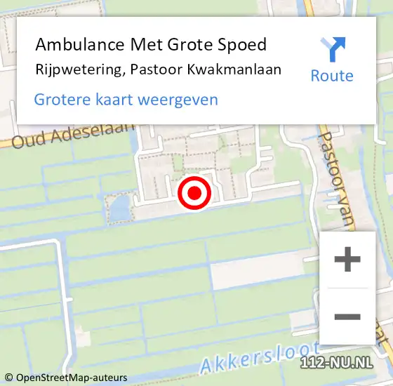 Locatie op kaart van de 112 melding: Ambulance Met Grote Spoed Naar Rijpwetering, Pastoor Kwakmanlaan op 27 juli 2022 16:29