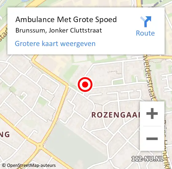 Locatie op kaart van de 112 melding: Ambulance Met Grote Spoed Naar Brunssum, Jonker Cluttstraat op 24 juli 2014 14:40