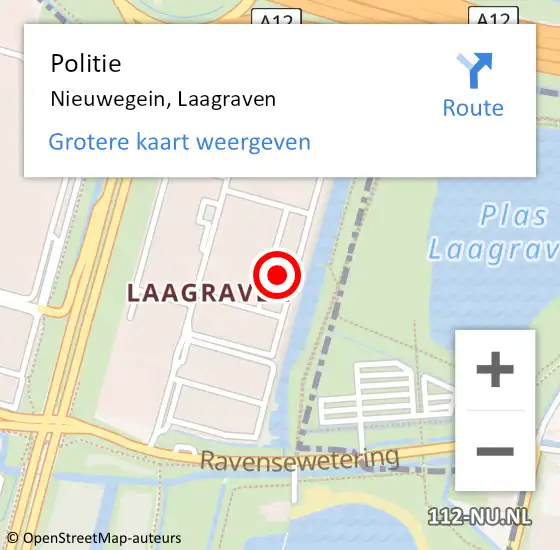 Locatie op kaart van de 112 melding: Politie Nieuwegein, Laagraven op 27 juli 2022 16:59