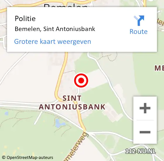 Locatie op kaart van de 112 melding: Politie Bemelen, Sint Antoniusbank op 27 juli 2022 17:28