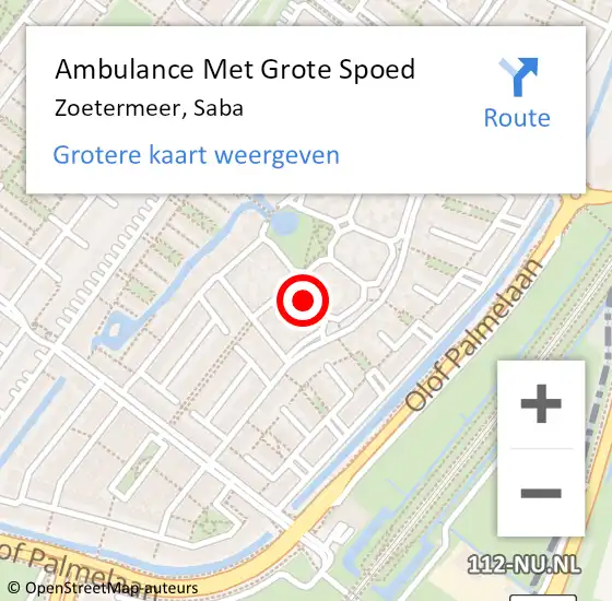 Locatie op kaart van de 112 melding: Ambulance Met Grote Spoed Naar Zoetermeer, Saba op 27 juli 2022 18:05