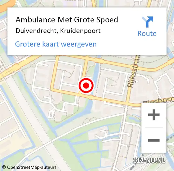 Locatie op kaart van de 112 melding: Ambulance Met Grote Spoed Naar Duivendrecht, Kruidenpoort op 27 juli 2022 18:11