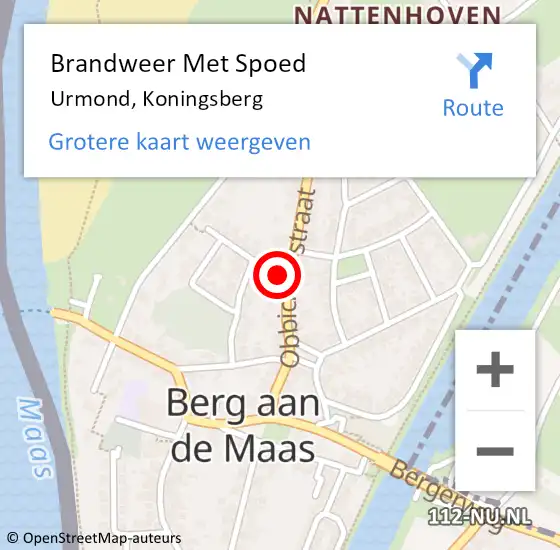 Locatie op kaart van de 112 melding: Brandweer Met Spoed Naar Urmond, Koningsberg op 27 juli 2022 18:51