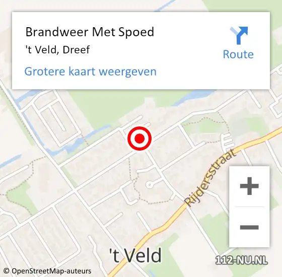 Locatie op kaart van de 112 melding: Brandweer Met Spoed Naar 't Veld, Dreef op 27 juli 2022 19:18