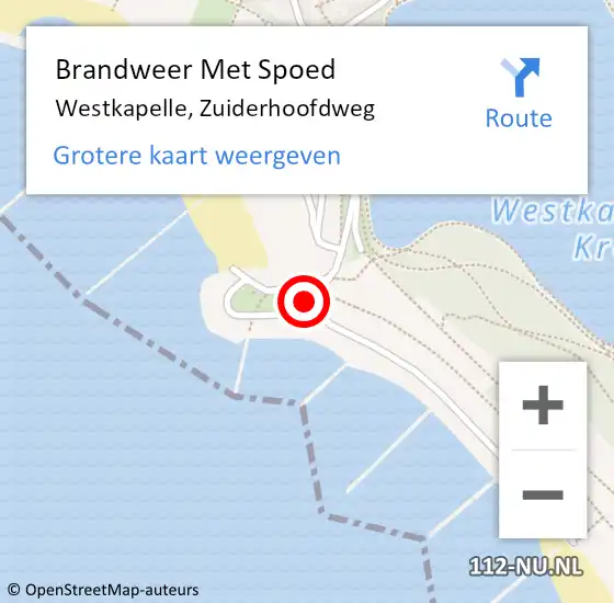 Locatie op kaart van de 112 melding: Brandweer Met Spoed Naar Westkapelle, Zuiderhoofdweg op 27 juli 2022 19:23