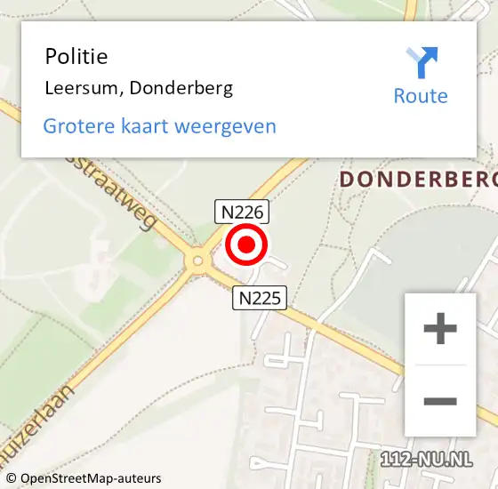 Locatie op kaart van de 112 melding: Politie Leersum, Donderberg op 27 juli 2022 19:51