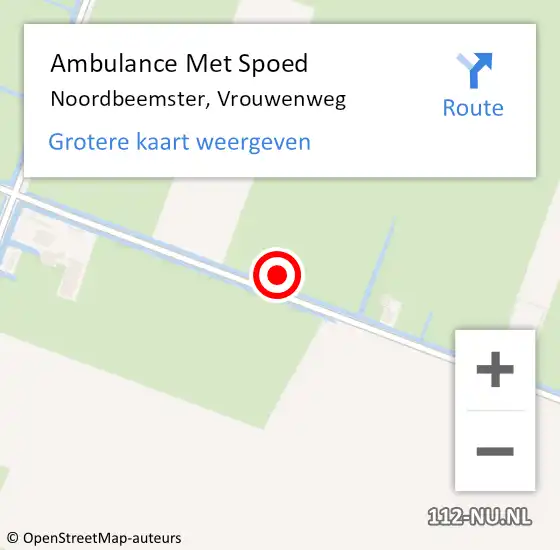 Locatie op kaart van de 112 melding: Ambulance Met Spoed Naar Noordbeemster, Vrouwenweg op 27 juli 2022 20:04