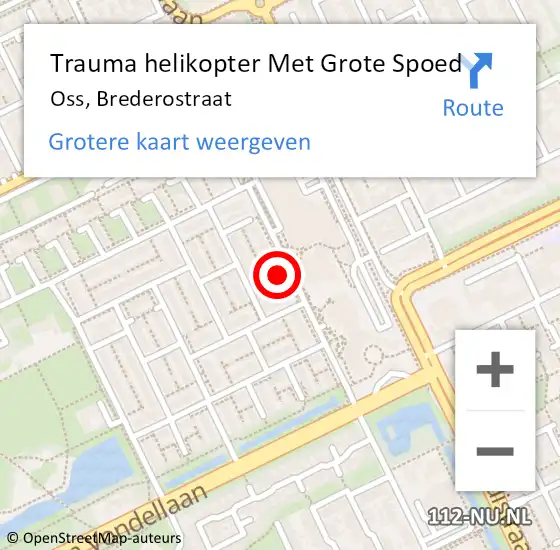 Locatie op kaart van de 112 melding: Trauma helikopter Met Grote Spoed Naar Oss, Brederostraat op 27 juli 2022 20:36