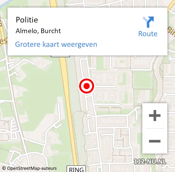 Locatie op kaart van de 112 melding: Politie Almelo, Burcht op 27 juli 2022 20:48