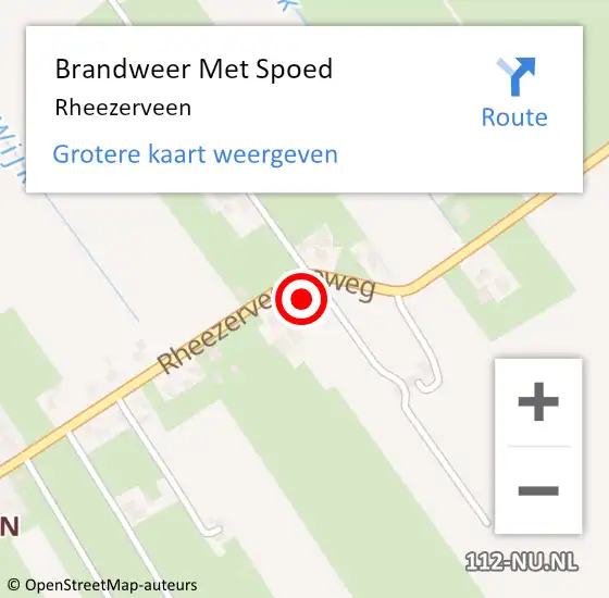 Locatie op kaart van de 112 melding: Brandweer Met Spoed Naar Rheezerveen op 27 juli 2022 20:54