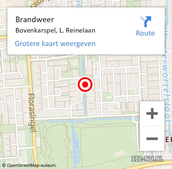 Locatie op kaart van de 112 melding: Brandweer Bovenkarspel, L. Reinelaan op 24 juli 2014 15:00