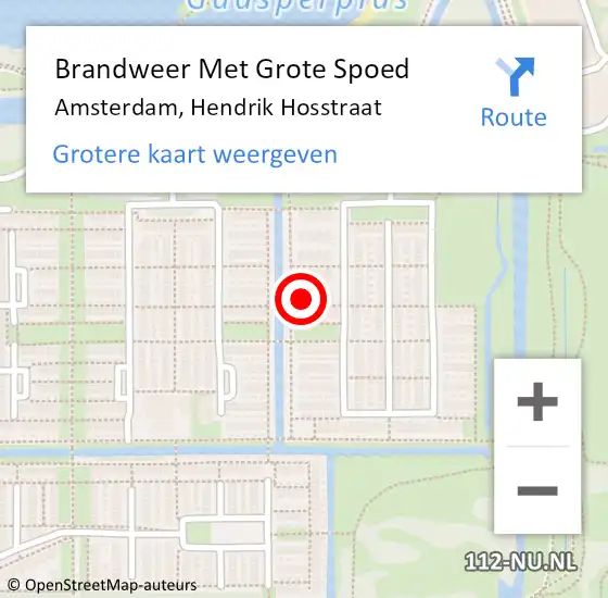 Locatie op kaart van de 112 melding: Brandweer Met Grote Spoed Naar Amsterdam-Zuidoost, Hendrik Hosstraat op 27 juli 2022 21:11