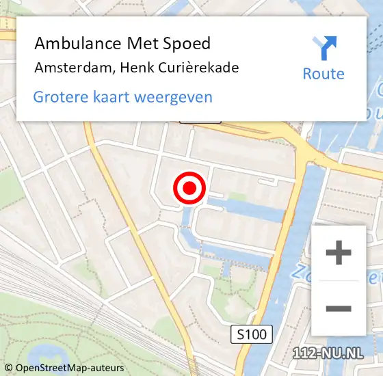 Locatie op kaart van de 112 melding: Ambulance Met Spoed Naar Amsterdam, Henk Curièrekade op 27 juli 2022 21:16