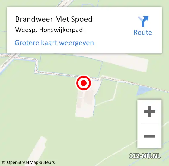 Locatie op kaart van de 112 melding: Brandweer Met Spoed Naar Weesp, Honswijkerpad op 27 juli 2022 21:21