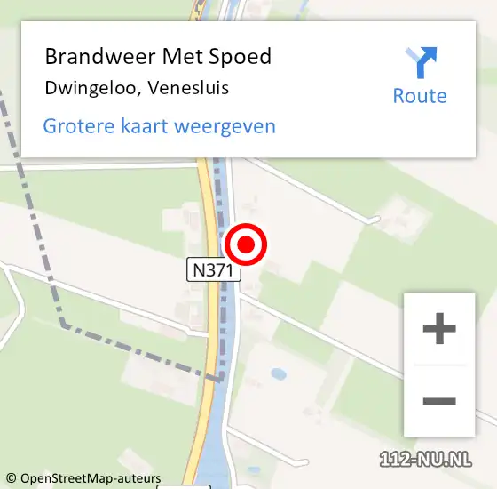 Locatie op kaart van de 112 melding: Brandweer Met Spoed Naar Dwingeloo, Venesluis op 24 juli 2014 15:02