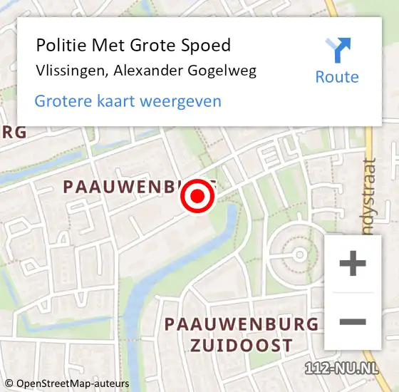 Locatie op kaart van de 112 melding: Politie Met Grote Spoed Naar Vlissingen, Alexander Gogelweg op 27 juli 2022 21:30