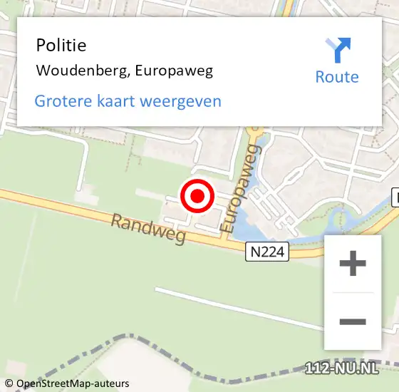 Locatie op kaart van de 112 melding: Politie Woudenberg, Europaweg op 27 juli 2022 21:36