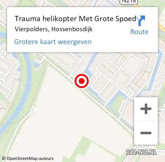 Locatie op kaart van de 112 melding: Trauma helikopter Met Grote Spoed Naar Vierpolders, Hossenbosdijk op 27 juli 2022 21:37