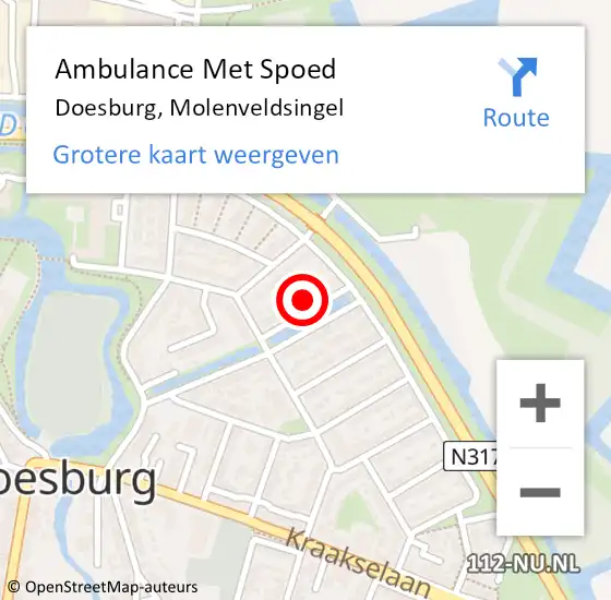 Locatie op kaart van de 112 melding: Ambulance Met Spoed Naar Doesburg, Molenveldsingel op 27 juli 2022 22:06