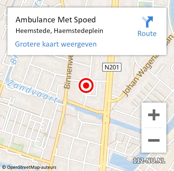 Locatie op kaart van de 112 melding: Ambulance Met Spoed Naar Heemstede, Haemstedeplein op 27 juli 2022 22:45