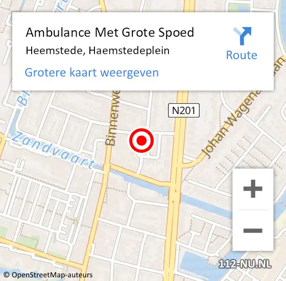 Locatie op kaart van de 112 melding: Ambulance Met Grote Spoed Naar Heemstede, Haemstedeplein op 27 juli 2022 22:45