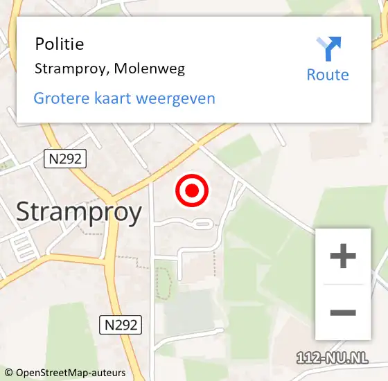 Locatie op kaart van de 112 melding: Politie Stramproy, Molenweg op 27 juli 2022 23:15