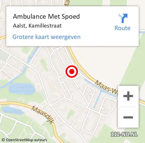 Locatie op kaart van de 112 melding: Ambulance Met Spoed Naar Aalst, Kamillestraat op 27 juli 2022 23:33