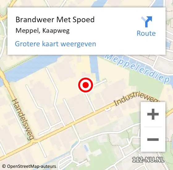 Locatie op kaart van de 112 melding: Brandweer Met Spoed Naar Meppel, Kaapweg op 27 juli 2022 23:41