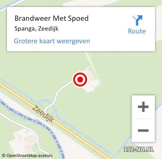 Locatie op kaart van de 112 melding: Brandweer Met Spoed Naar Spanga, Zeedijk op 27 juli 2022 23:58