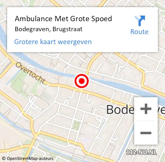 Locatie op kaart van de 112 melding: Ambulance Met Grote Spoed Naar Bodegraven, Brugstraat op 28 juli 2022 00:04